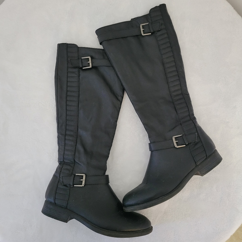 Black Knee-High Zip-Up Boots Women's Size 8